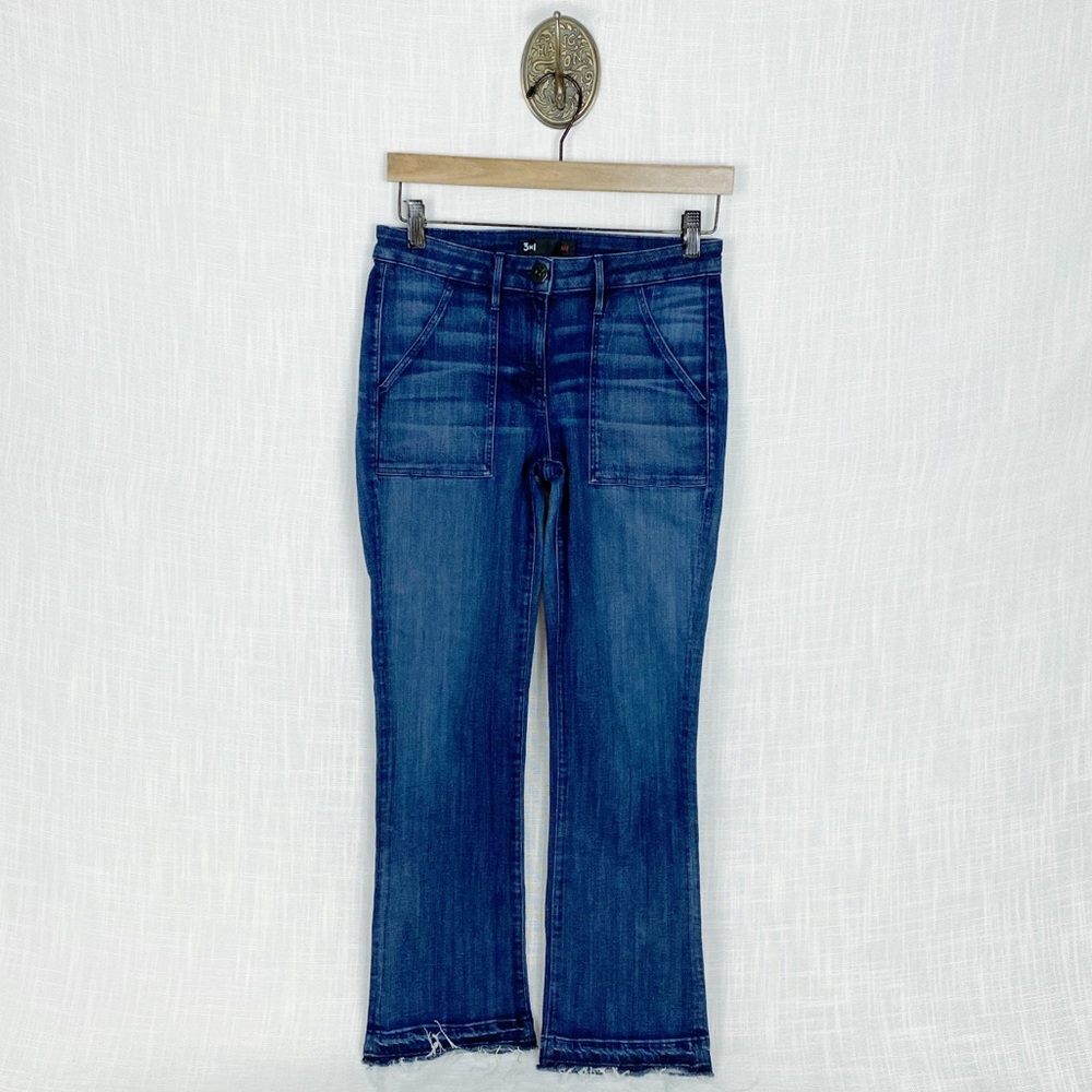 3x1 NYC Cropped Raw Hem Kick Boot Dark Denim Jean Size 26 gunner wash
